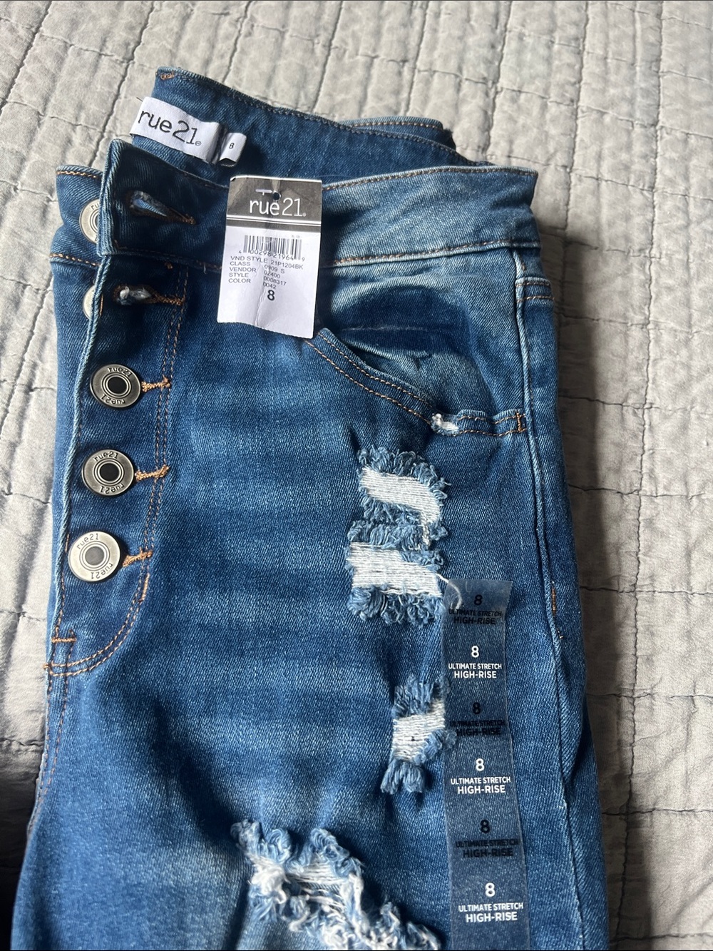 Rue21 High-Rise Distressed Jeans in Medium Blue Wash